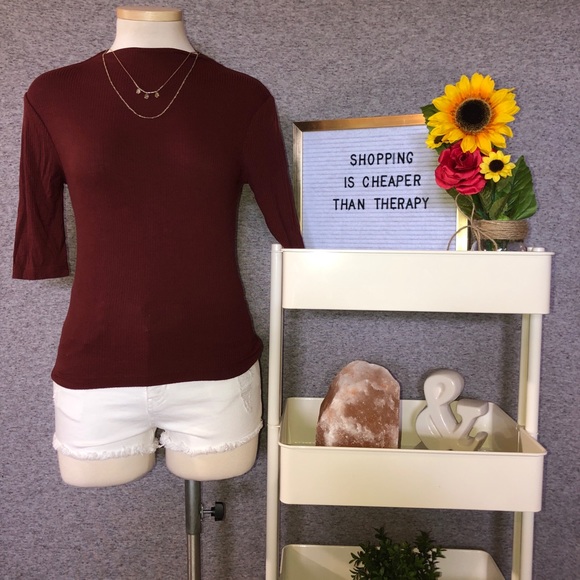 F21 ribbed midsleeve top - Picture 1 of 5